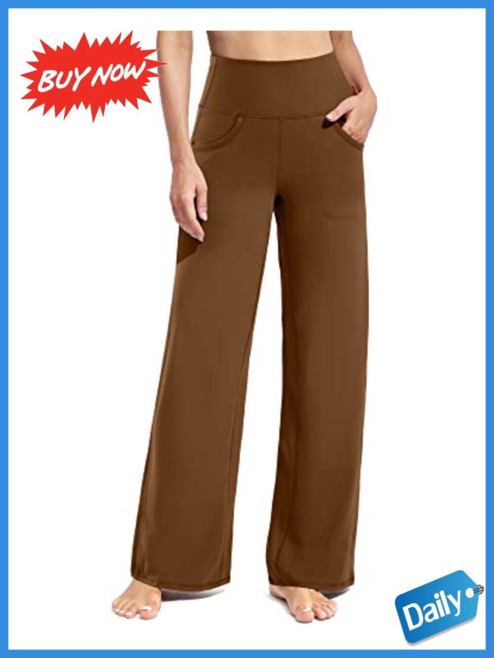 Wide Leg Yoga Pants High Waist Petite Inseam Stretch Pockets